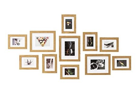 Muzilife Collage Marco de Fotos 11Pcs con Passepartout Moderno Picture Wall Nature Deco casero 8pcs 13x18cm + 3pcs 20x25cm (Roble Natural) Reacondicionado Cheap