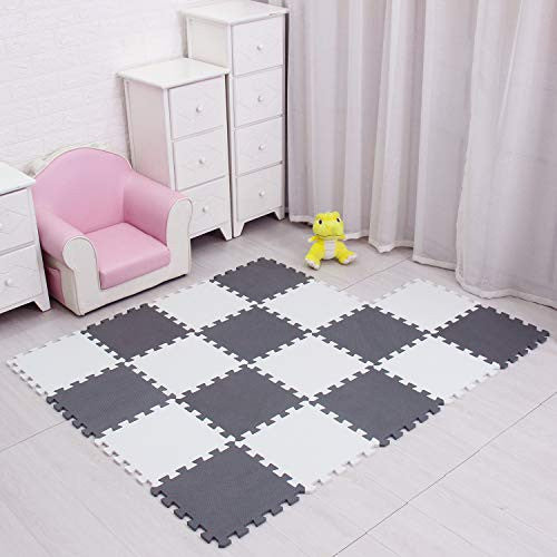 Meiqicool Alfombrillas para Puzzles, Alfombra Puzzle para Niños Bebe Infantil Suelo de Goma EVA Suave 142 x 114 cm 18 Piezas Blanco Gris 0112 Embalaje Deteriorado Hot on Sale