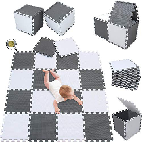 Meiqicool Alfombrillas para Puzzles, Alfombra Puzzle para Niños Bebe Infantil Suelo de Goma EVA Suave 142 x 114 cm 18 Piezas Blanco Gris 0112 Embalaje Deteriorado Hot on Sale